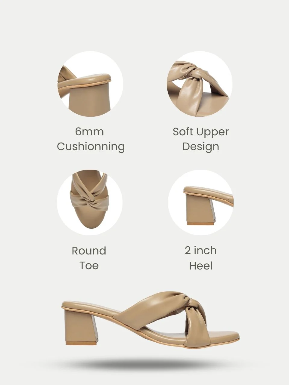 Alira Beige Block Heels - Image 3
