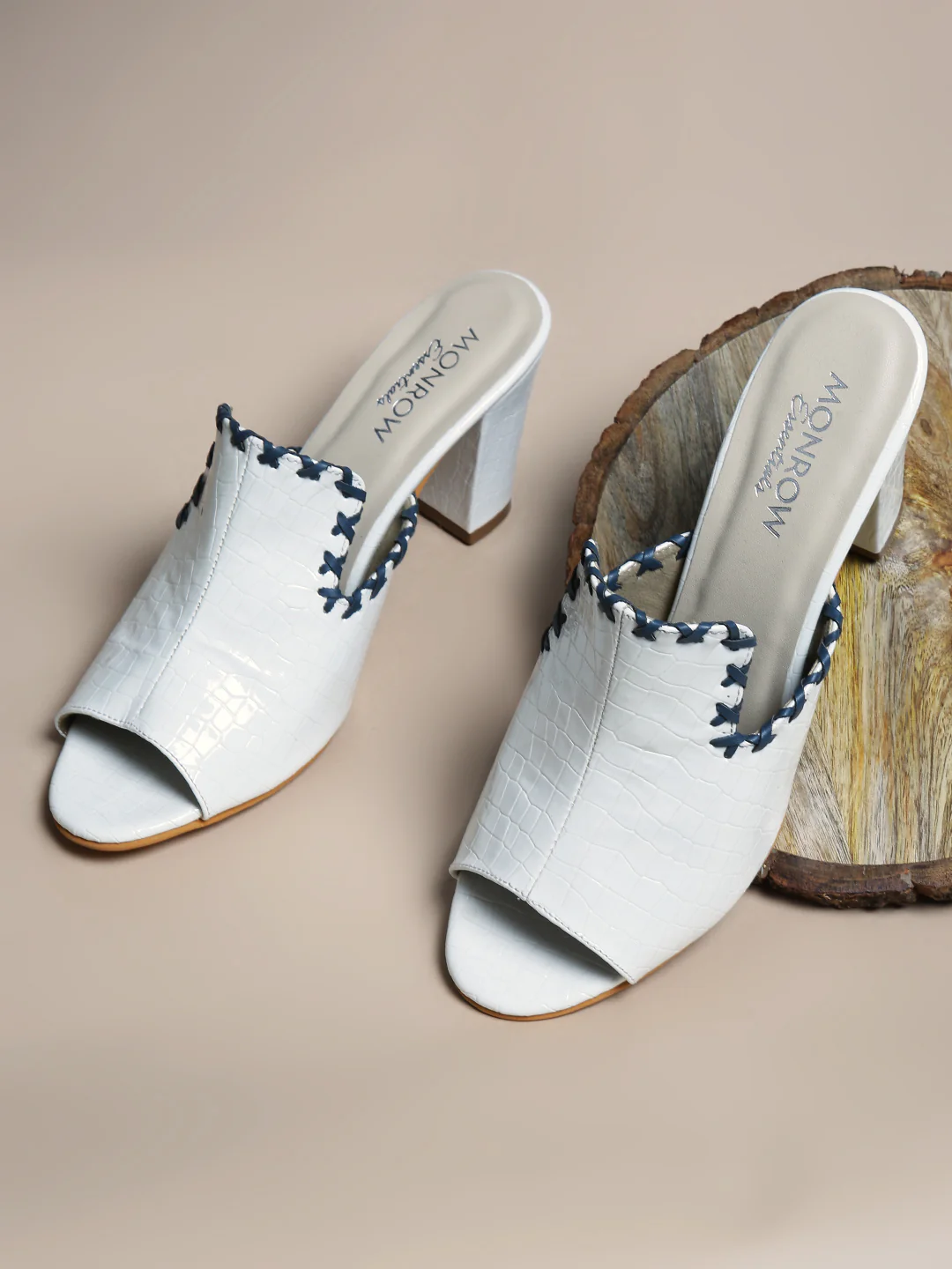 Amelia White Block Heels - Image 3
