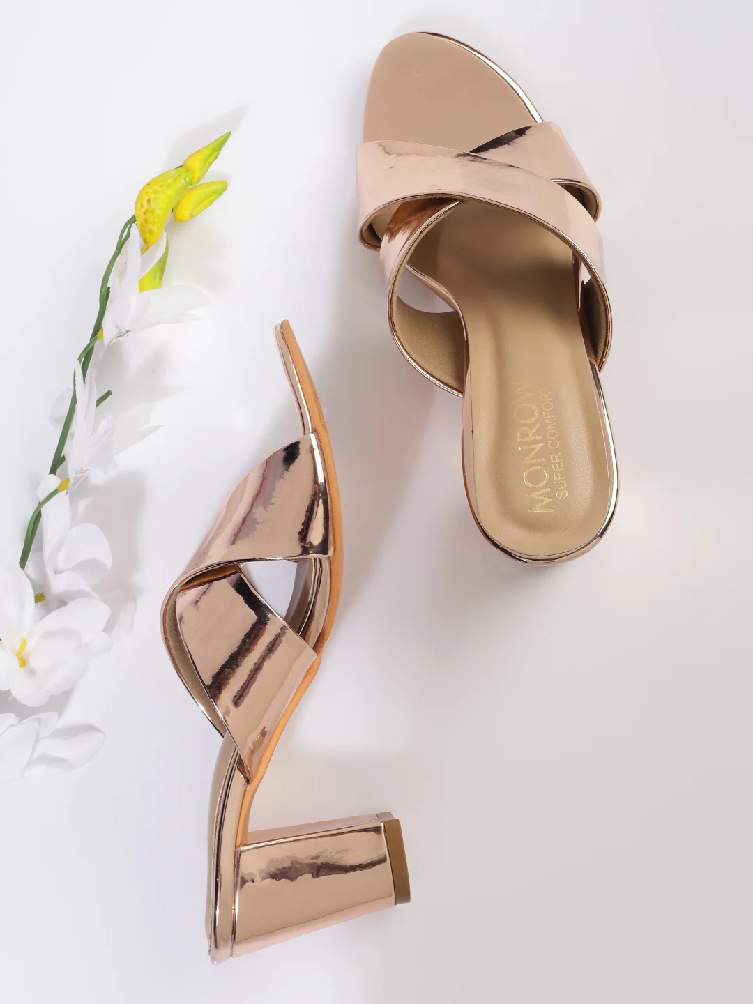 Ava Rose Gold Block Heels - Image 2