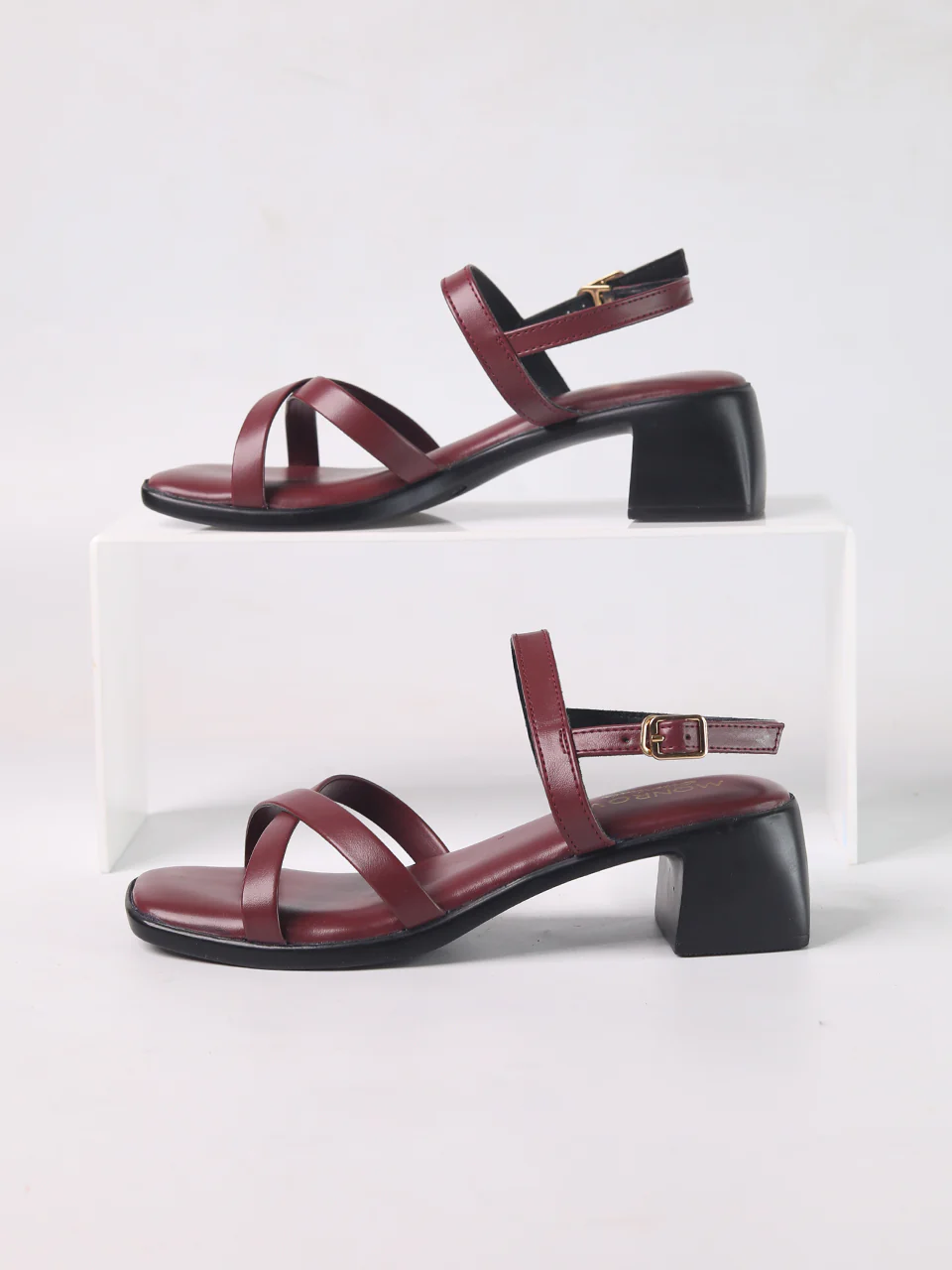 Clara Maroon Block Heels - Image 3