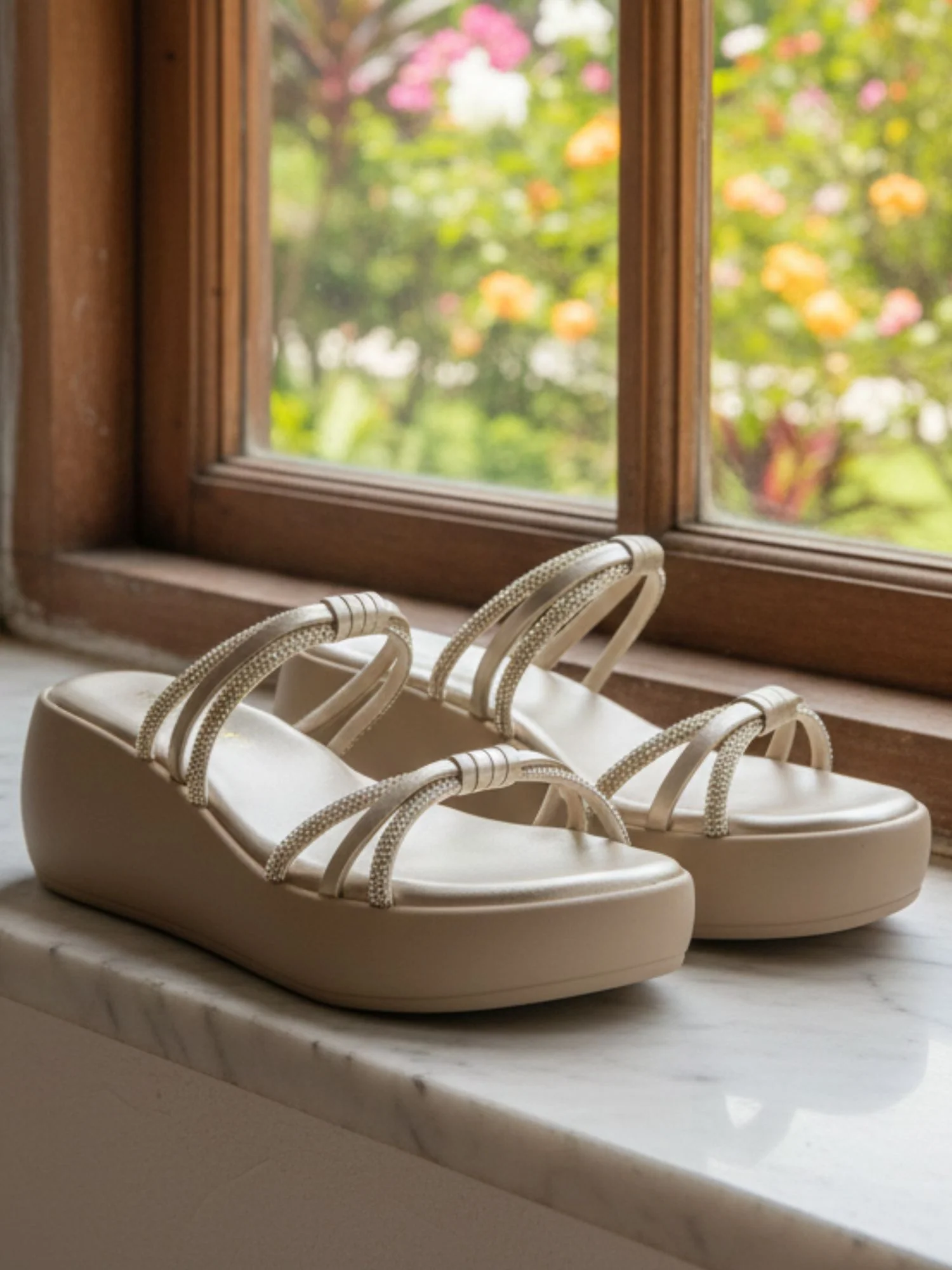 Daisy Gold Flatform Heels - Image 3