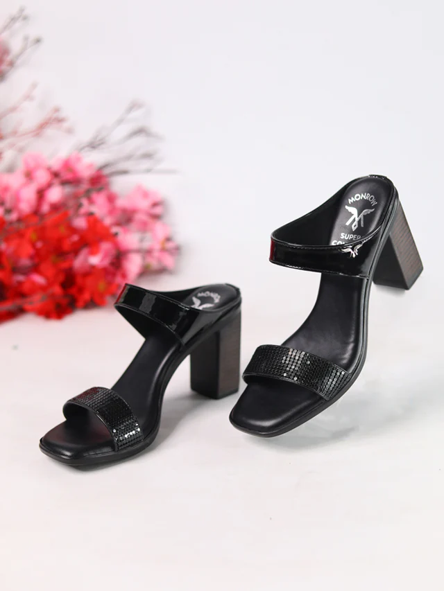 Dilys Black Block Heels - Image 3