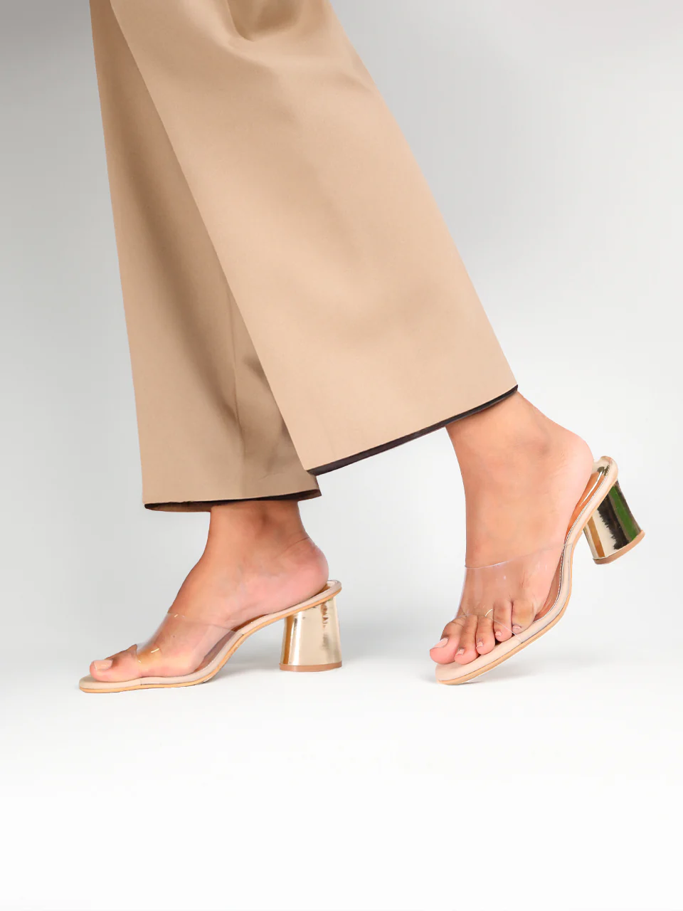 Eira Gold Block Heels - Image 2