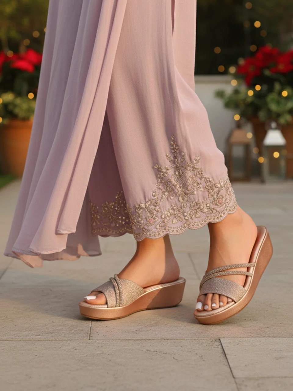 Elira Rose Gold Wedge Heels