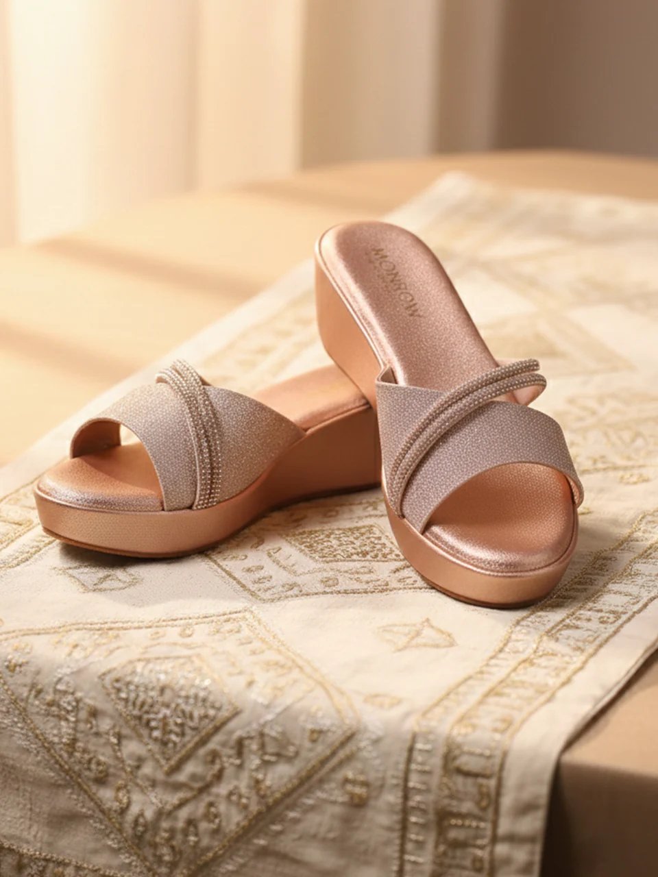 Elira Rose Gold Wedge Heels - Image 3