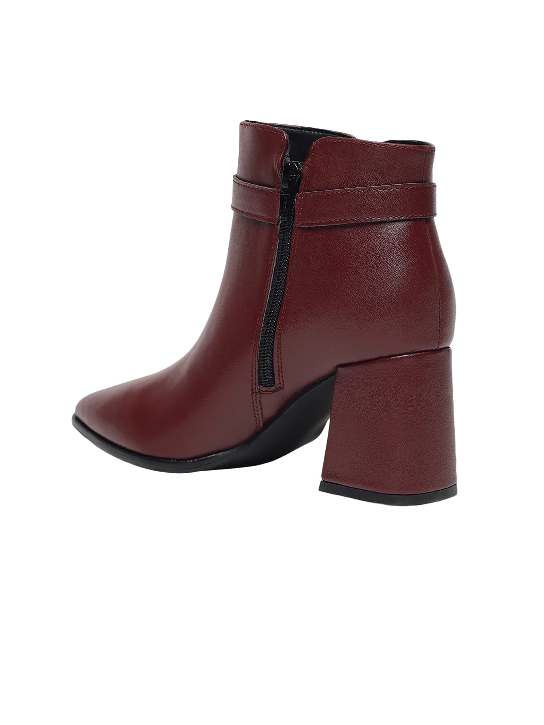 Emery Maroon Block Heel Boots - Image 4