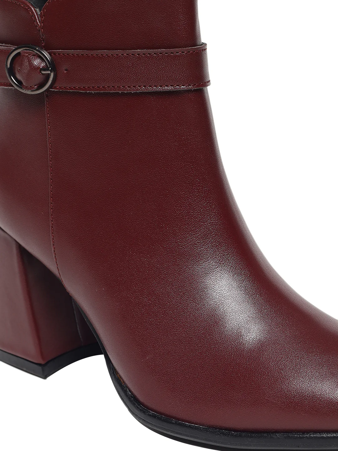 Emery Maroon Block Heel Boots - Image 7