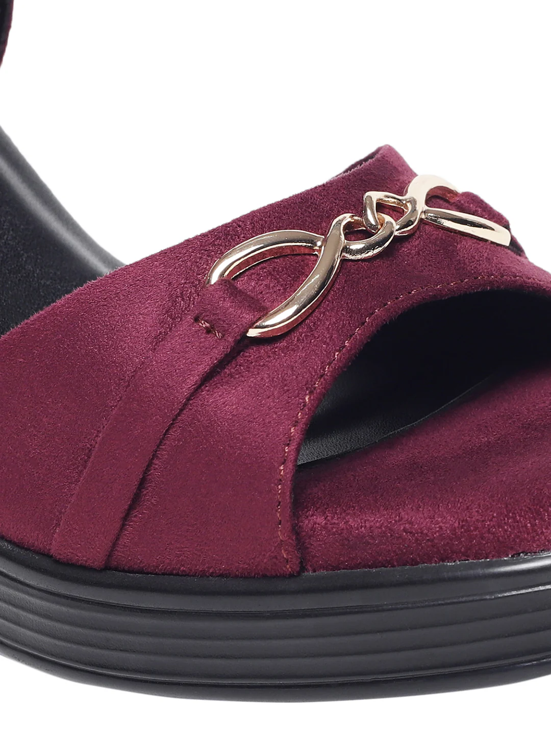 Everlee Maroon Platform Heels - Image 5
