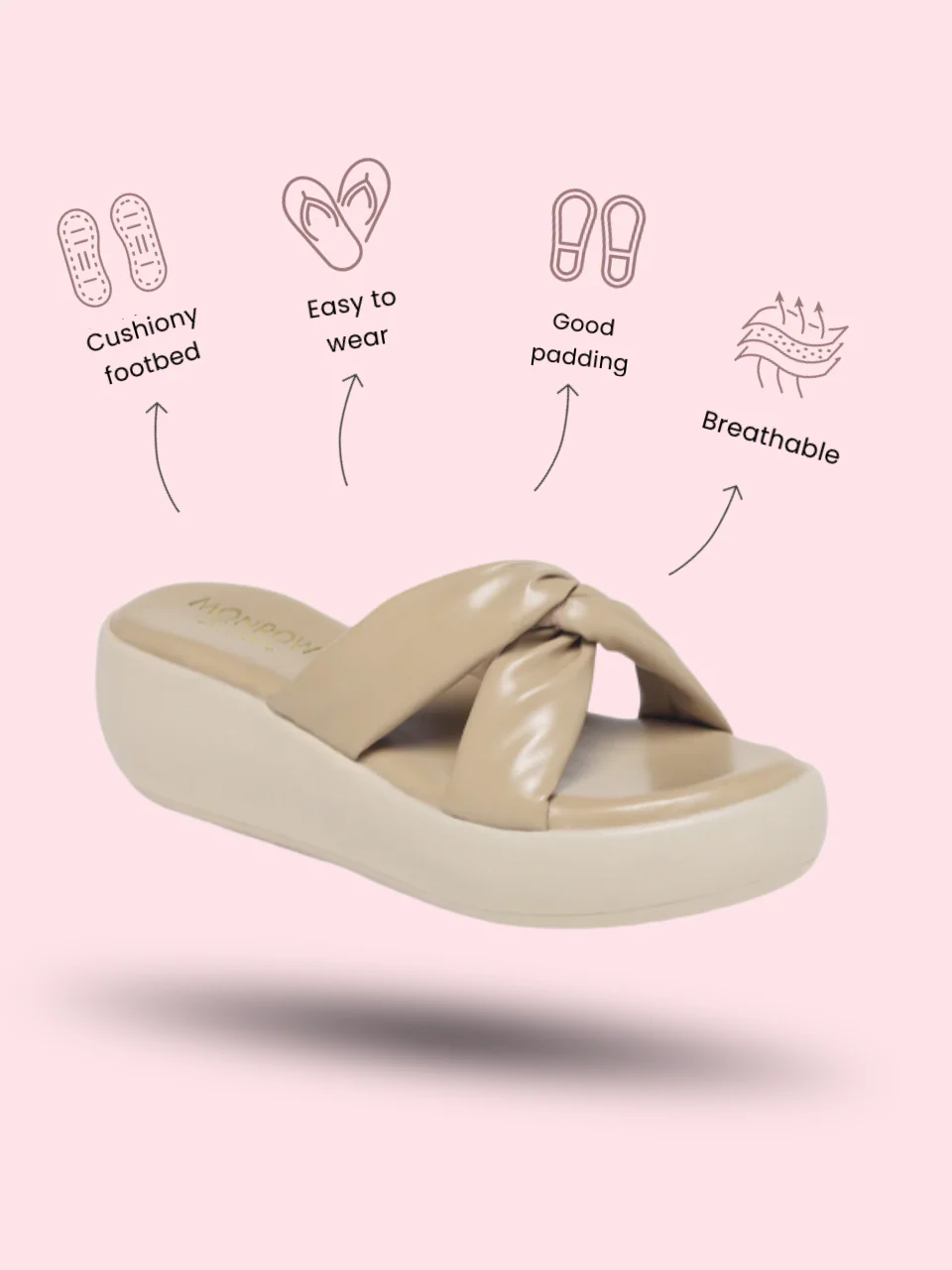 Galima Beige Flatform Heels - Image 3