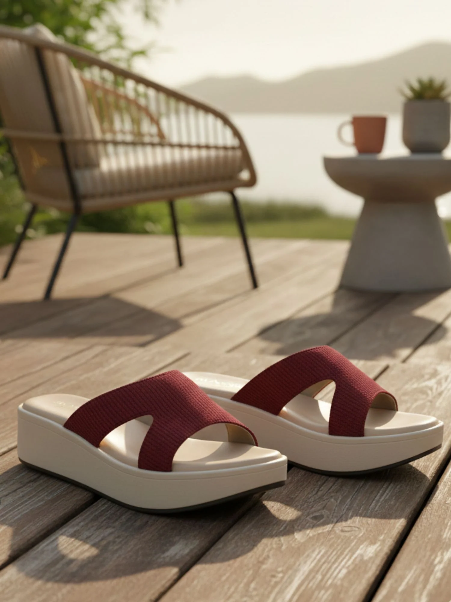 Inaya Maroon Wedge Heels - Image 3