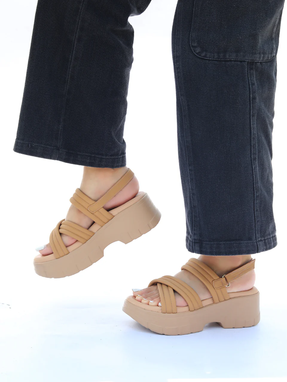 Jolie Beige Flatform Heels - Image 3