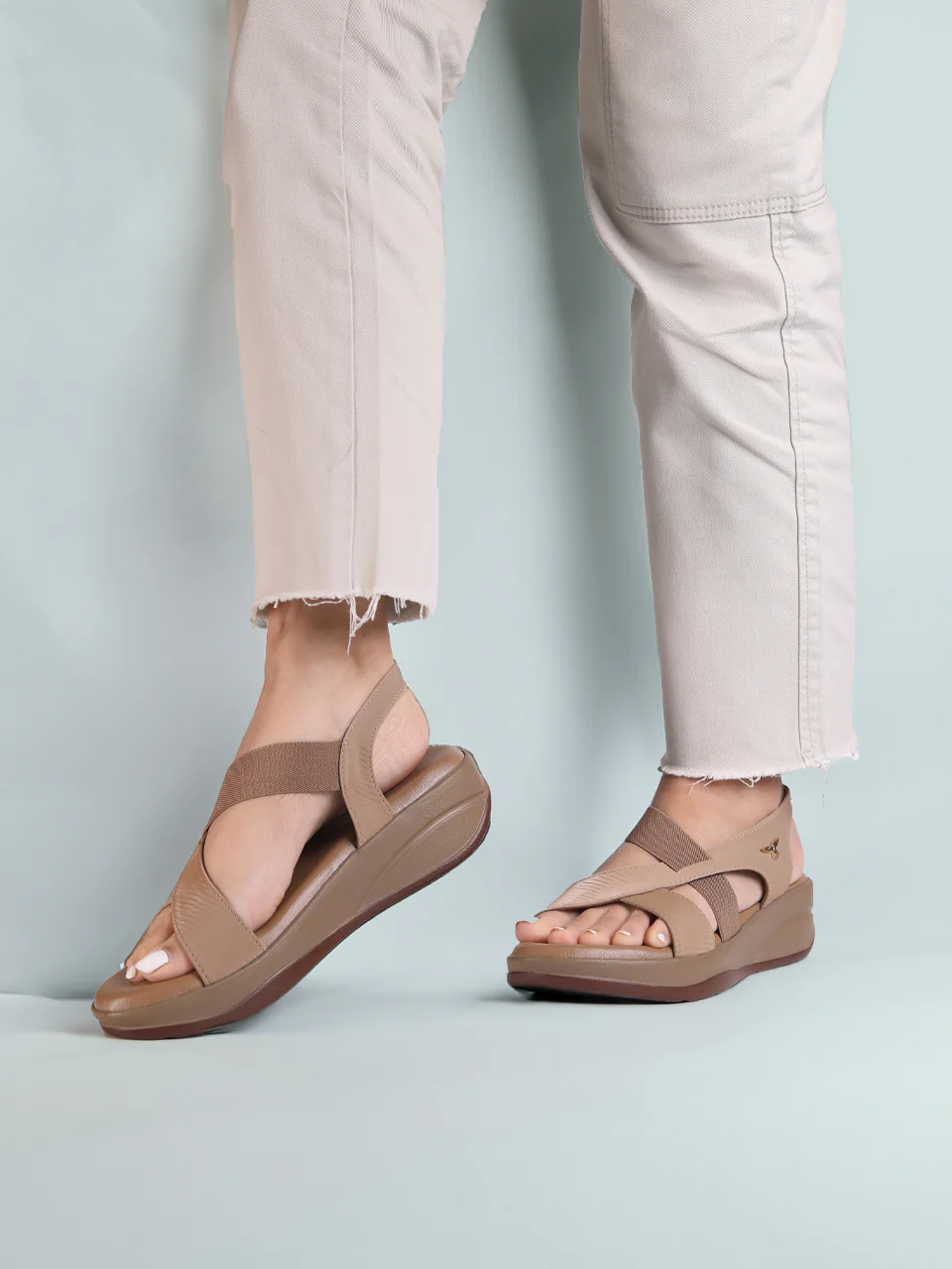 Juvia Beige Wedge Heels