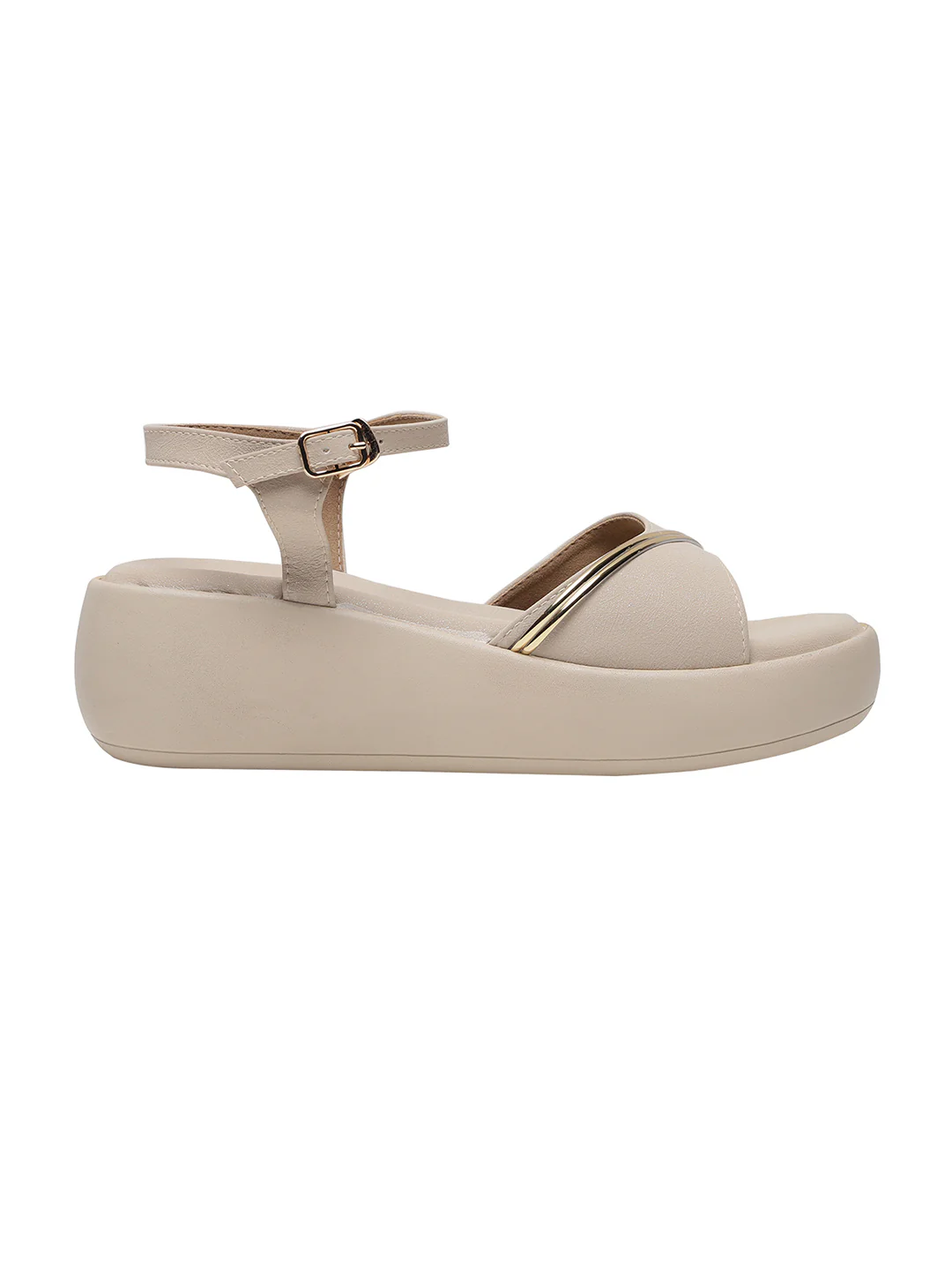 Kaylee Beige Flatform Heels - Image 5