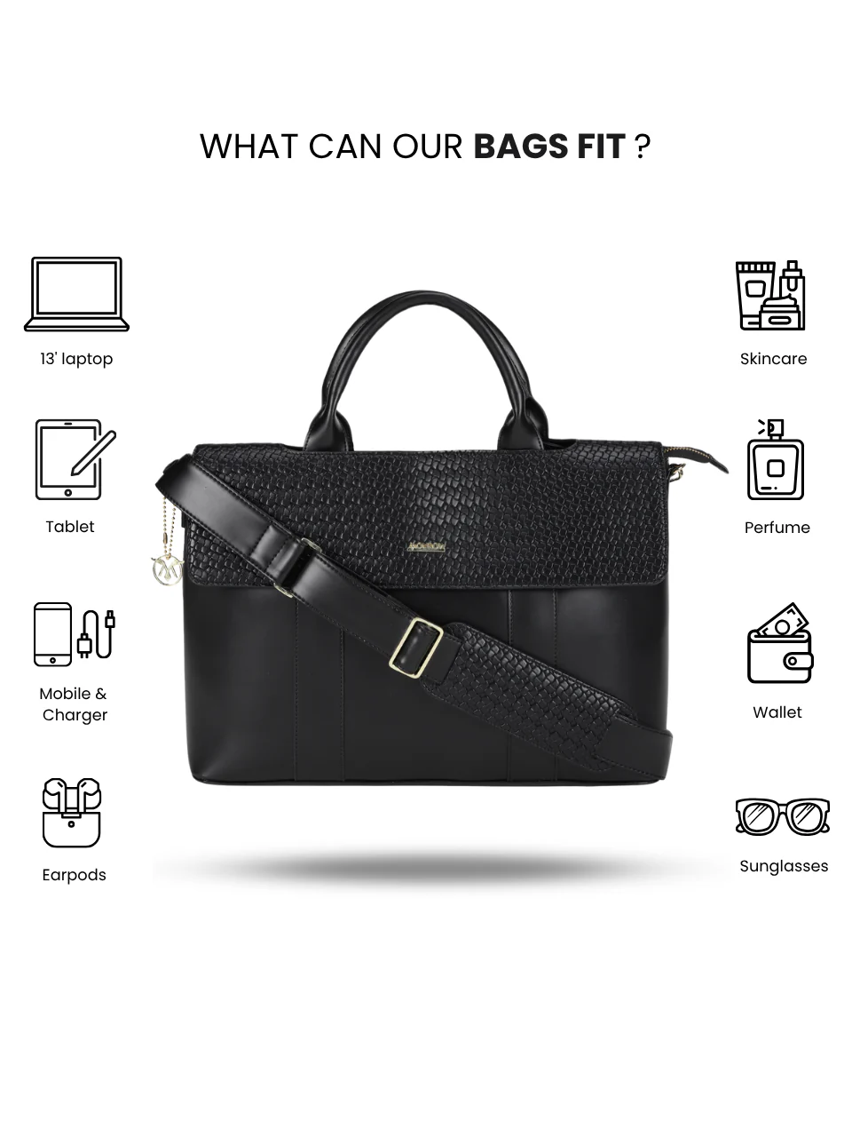 Kyoto Black Laptop Bag - Image 2