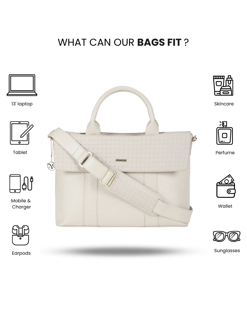 Kyoto Cream Laptop Bag - Image 2