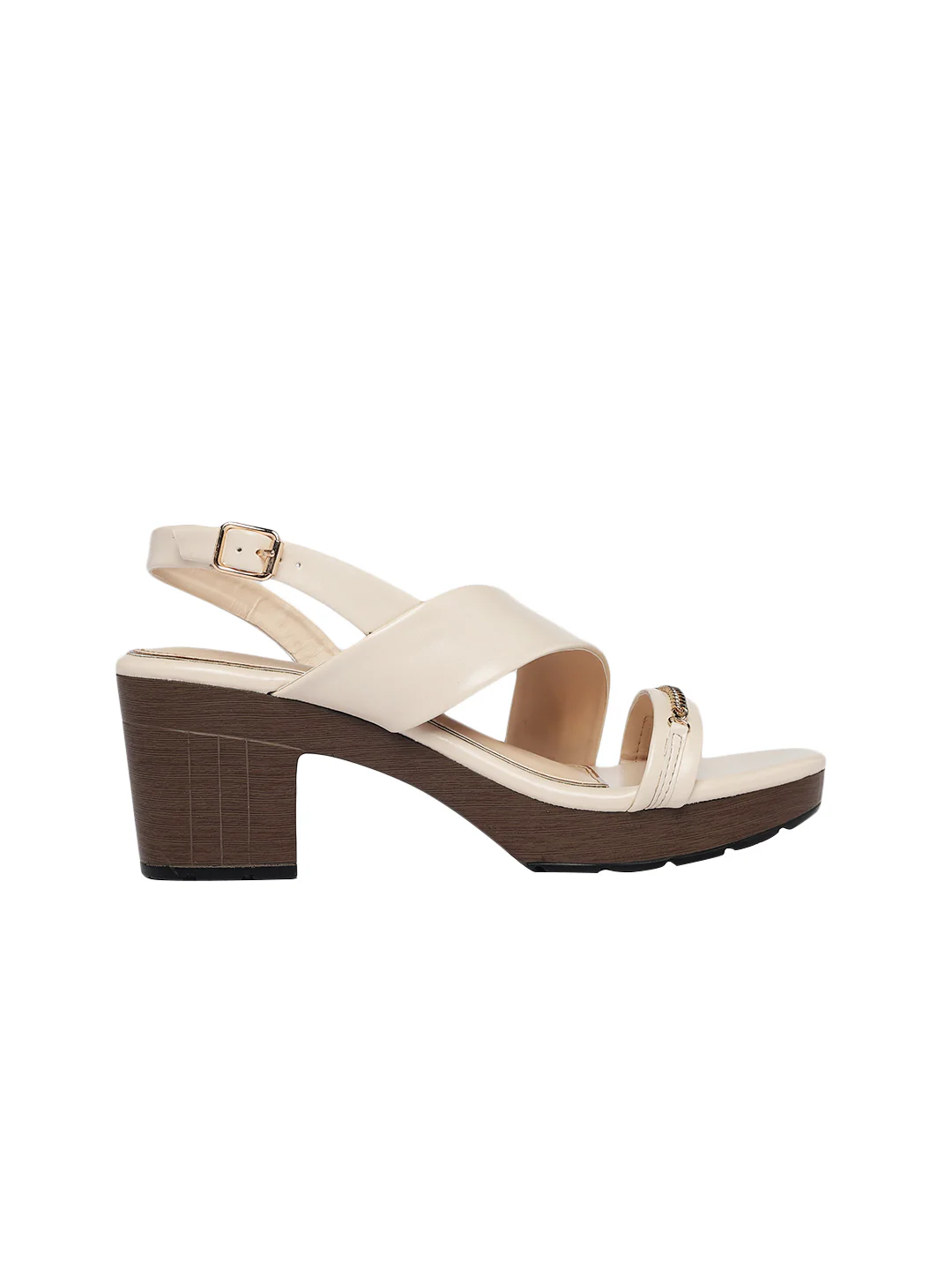 Lydia Beige Block Heels - Image 5