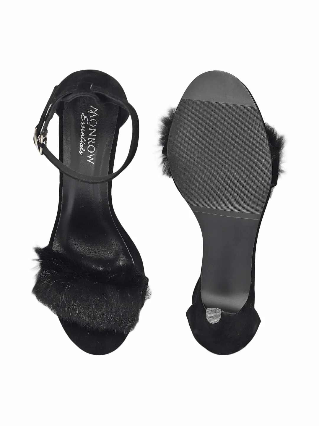 LBB Black Fur Kitten Heel - Image 4