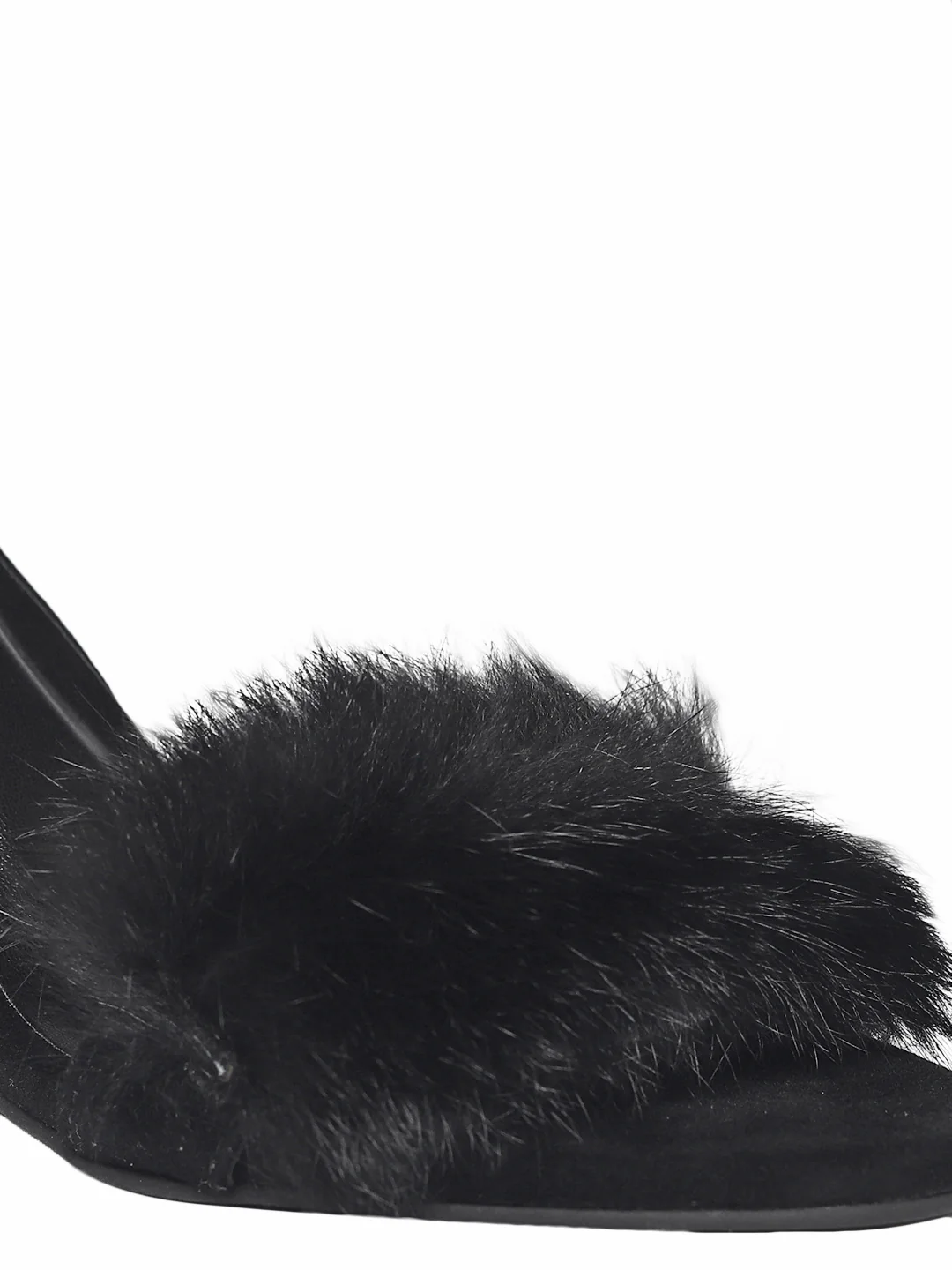 LBB Black Fur Kitten Heel - Image 5
