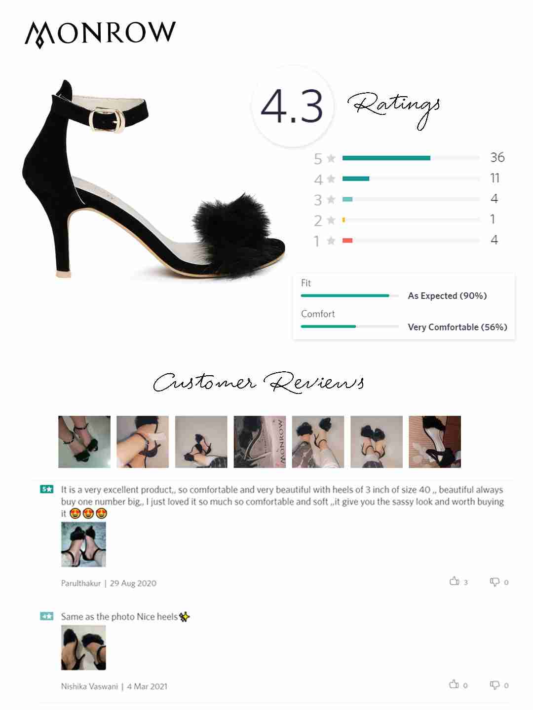 LBB Black Fur Kitten Heel - Image 9