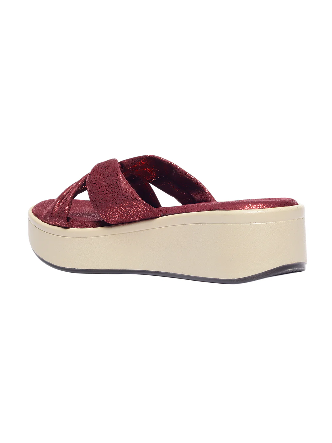 Nellie Maroon Flatform Heels - Image 4