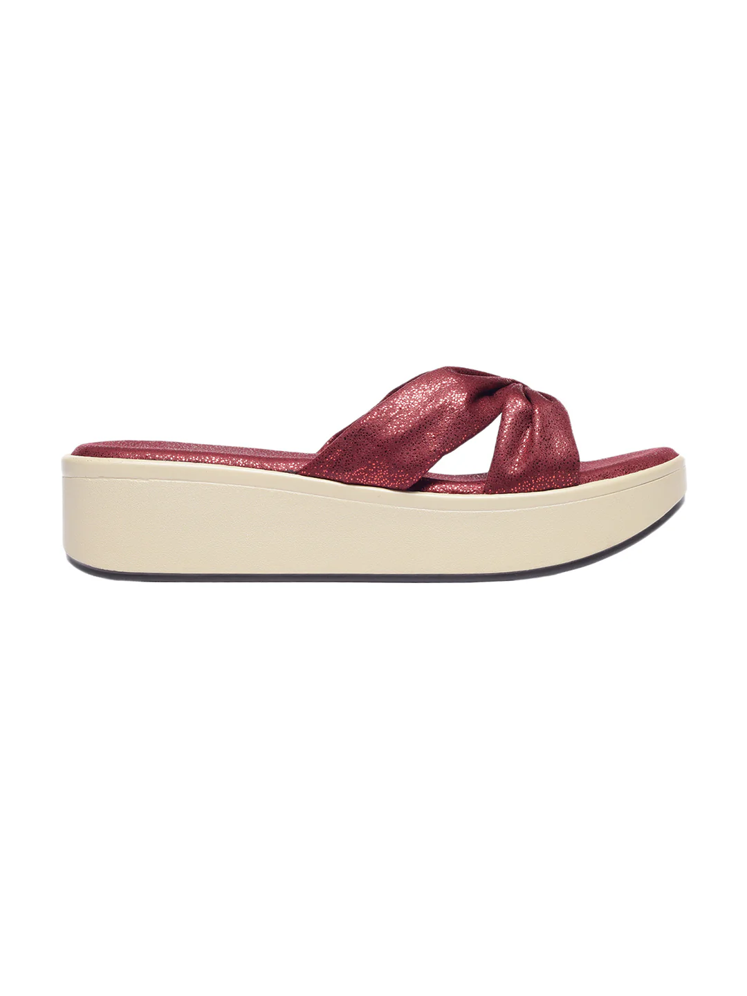 Nellie Maroon Flatform Heels - Image 5