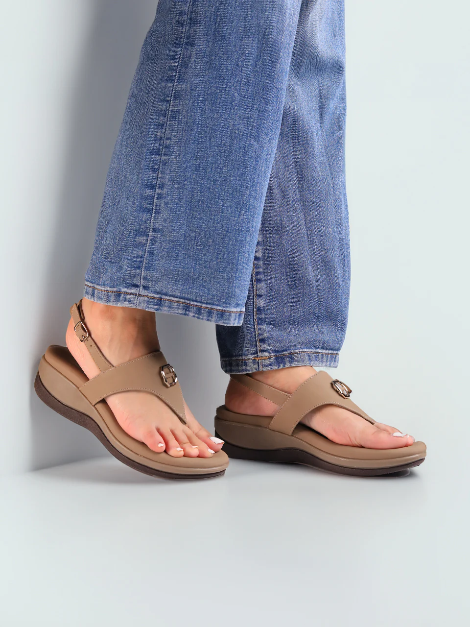 Niva Beige Wedge Heels