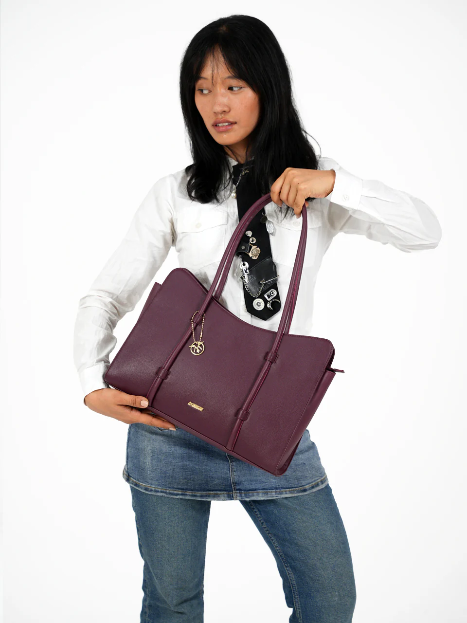 Noa Maroon Tote Bag - Image 2