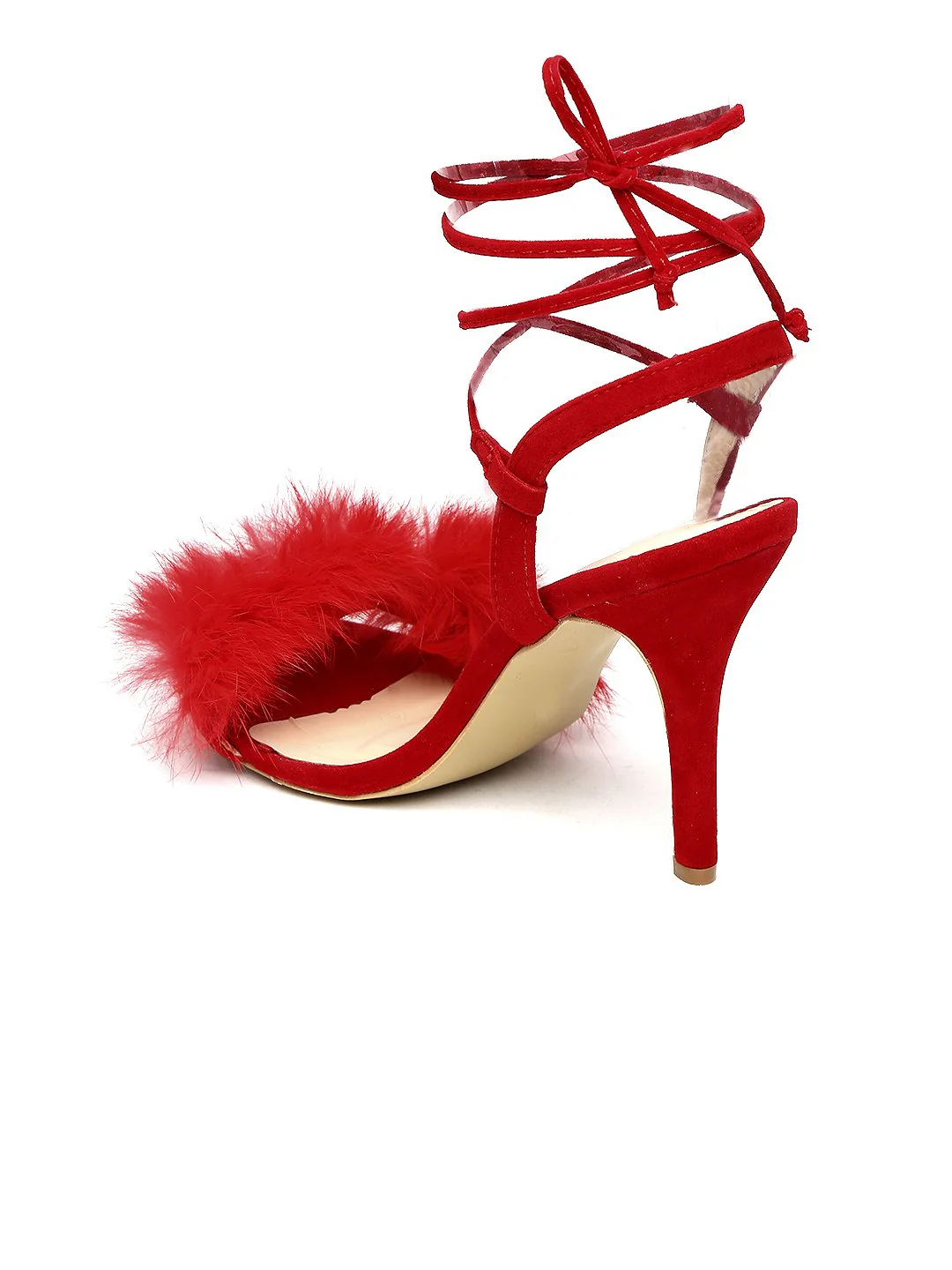 Red Fur Finesse Kitten Heel - Image 5