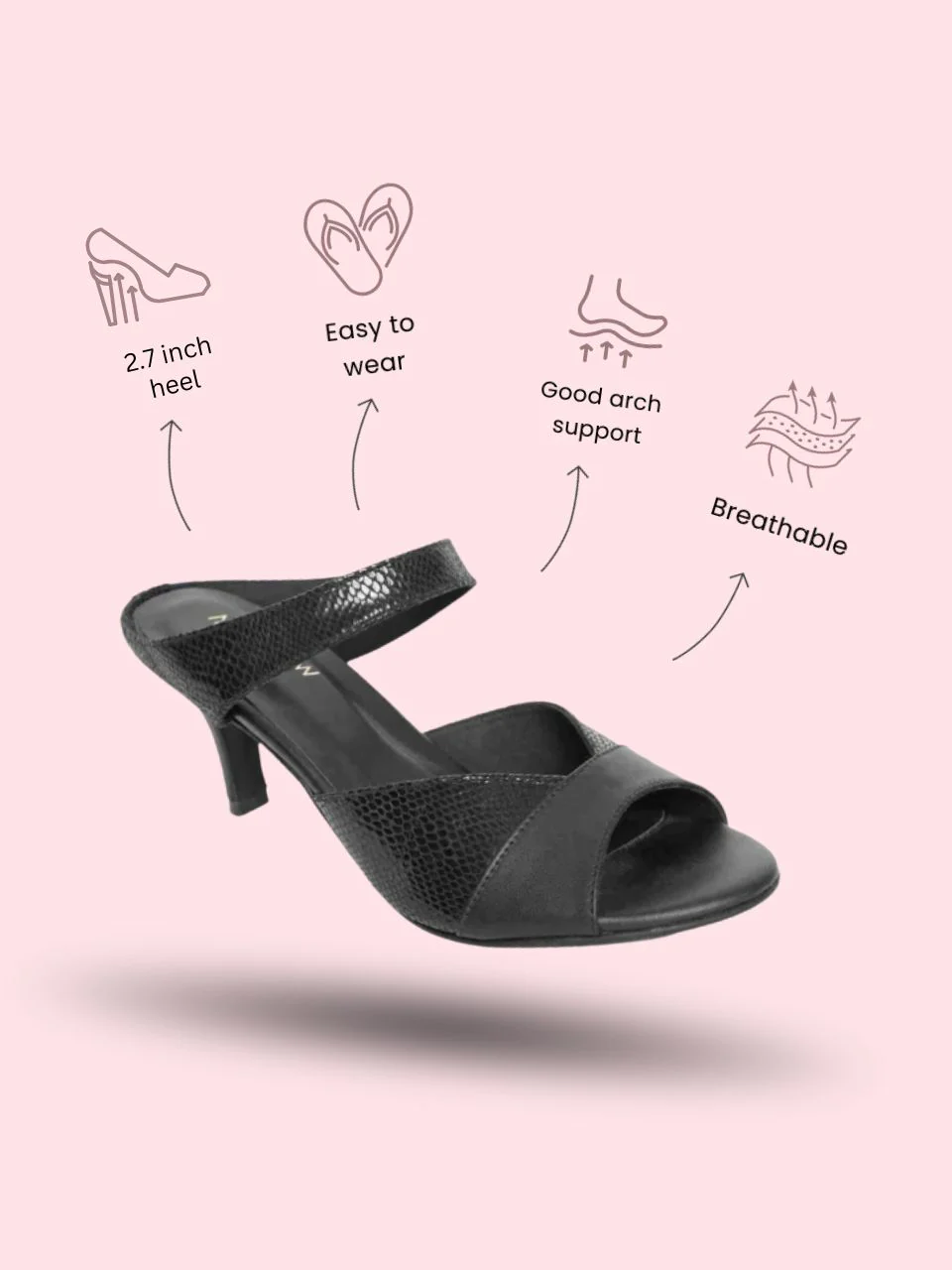Regina Black Kitten Heel - Image 4