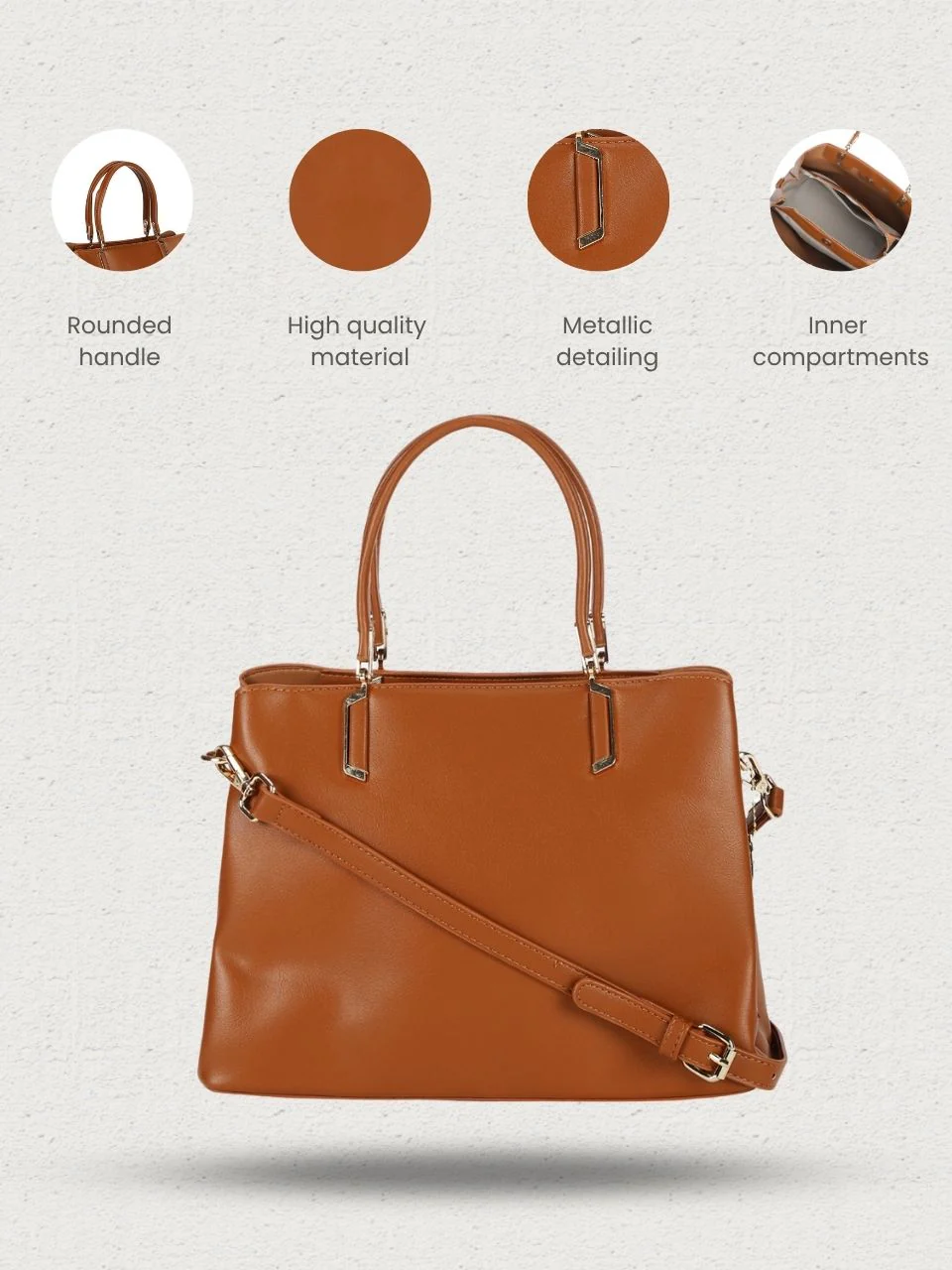 Rosy Tan Satchel Bag - Image 2