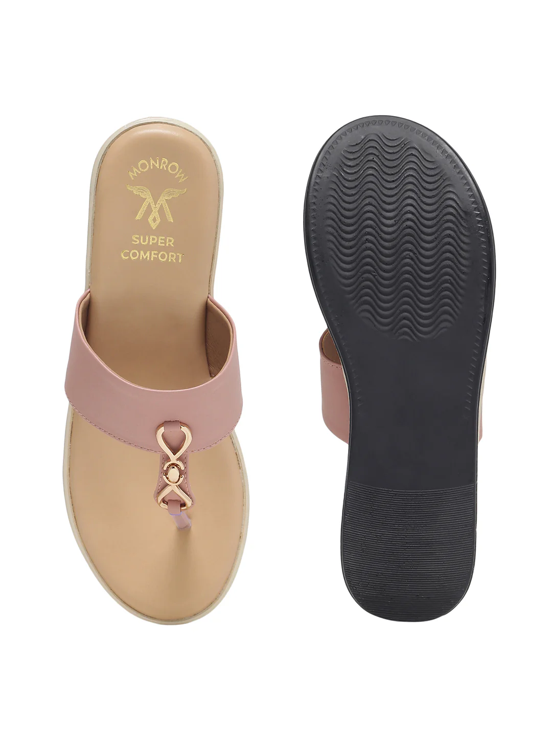 Meera T-Strap Gleam Trim Pink Flatform Sandals - Image 6