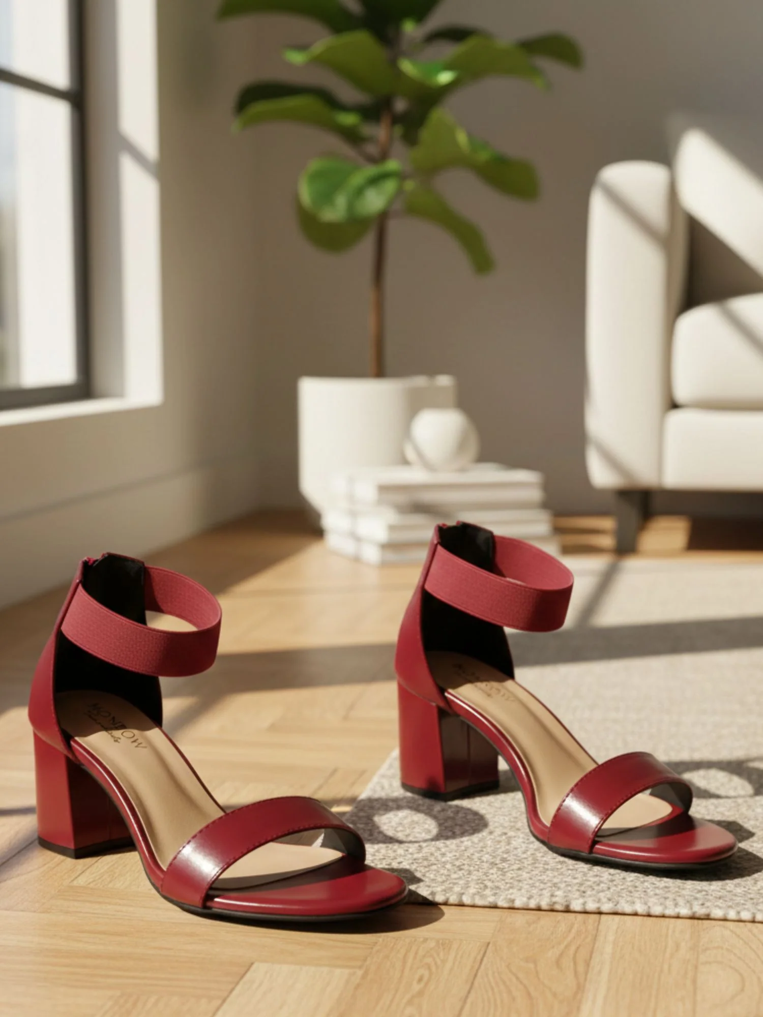 Tiana Maroon Block Heels - Image 3