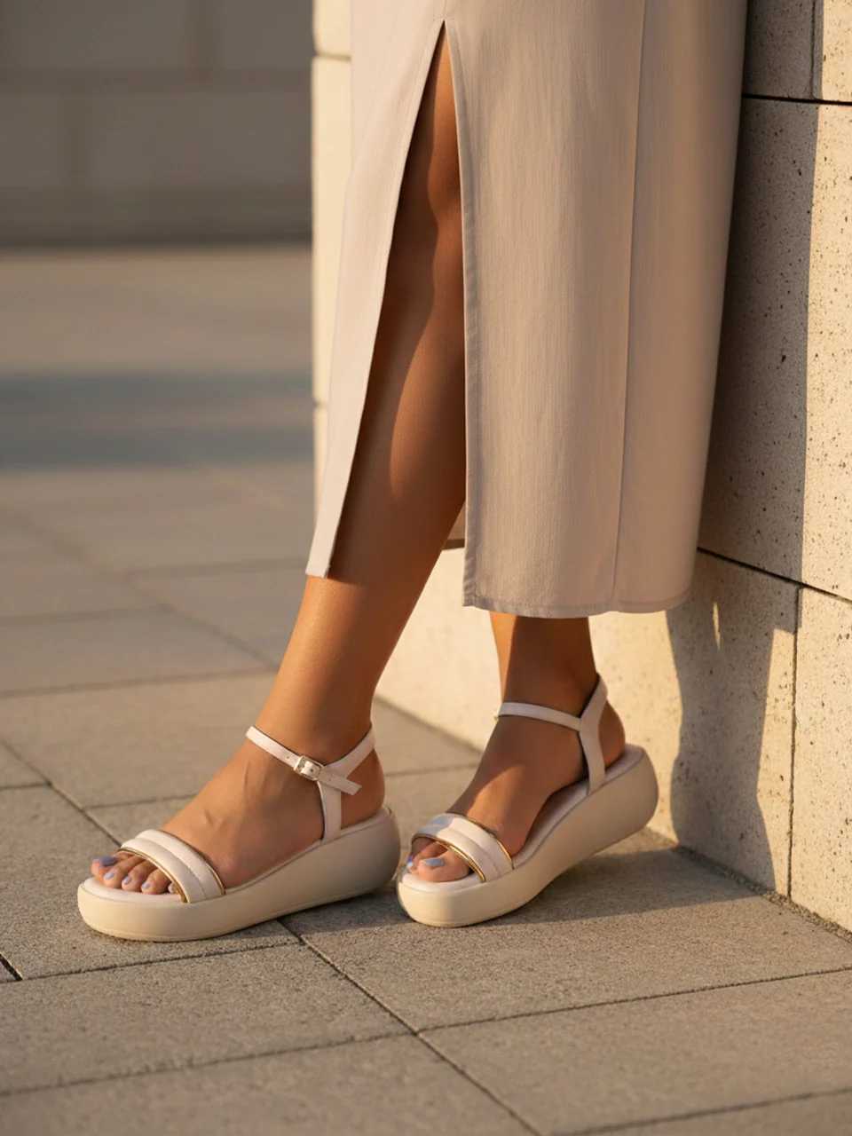 Verina Cream Flatform Heels - Image 4