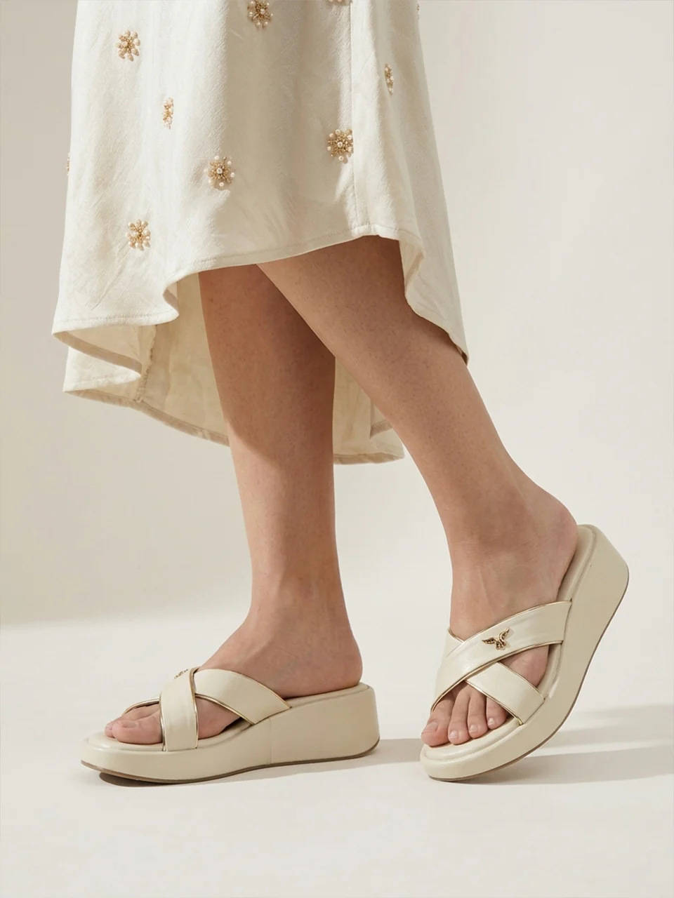 Viora Cream Wedge Heels
