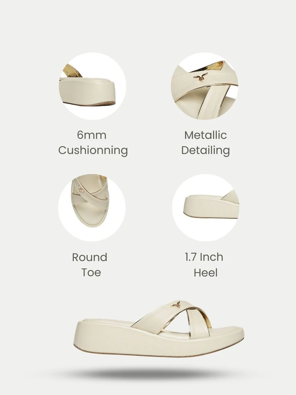 Viora Cream Wedge Heels - Image 2