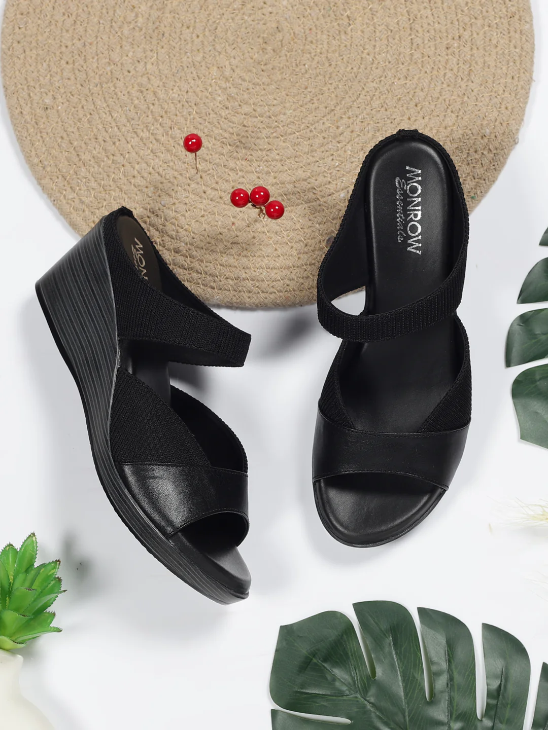 Yara Black Wedge Heels - Image 9