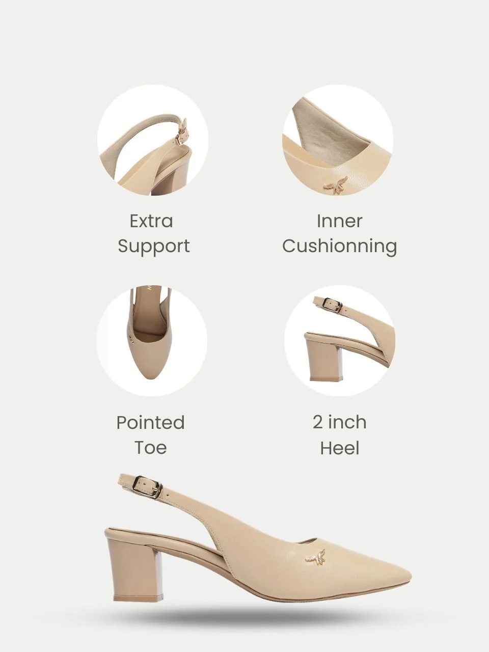 Zella Beige Block Heels - Image 2