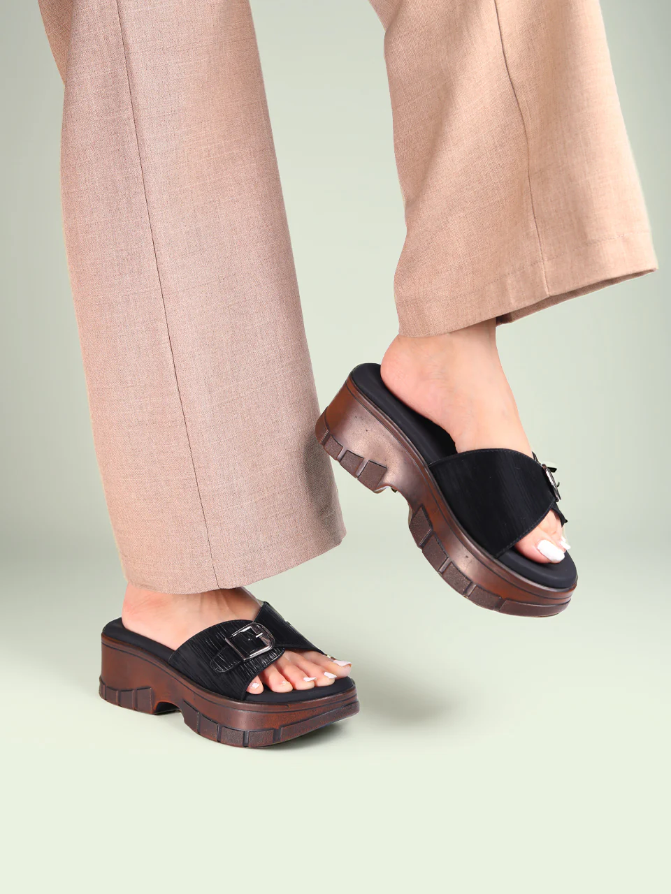 Ziva Black Wedge Heels - Image 7