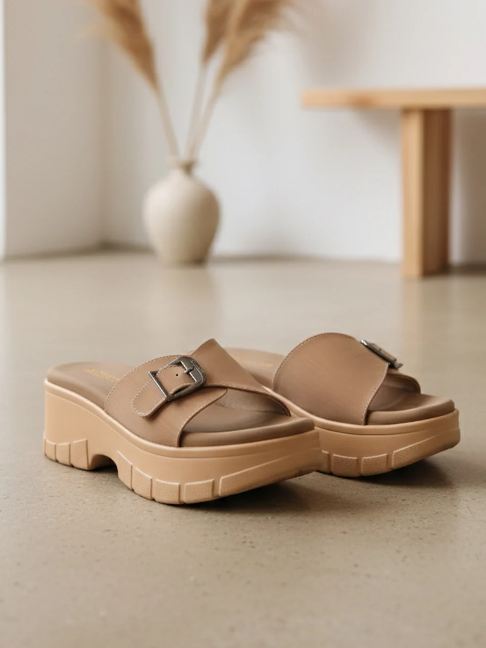 Ziva Dark Beige Wedge Heels - Image 4