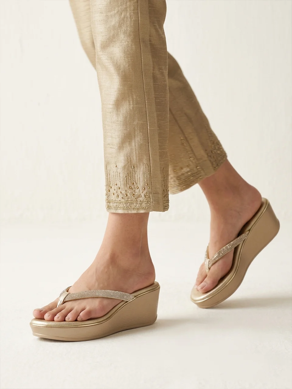 Zova Gold Wedge Heels